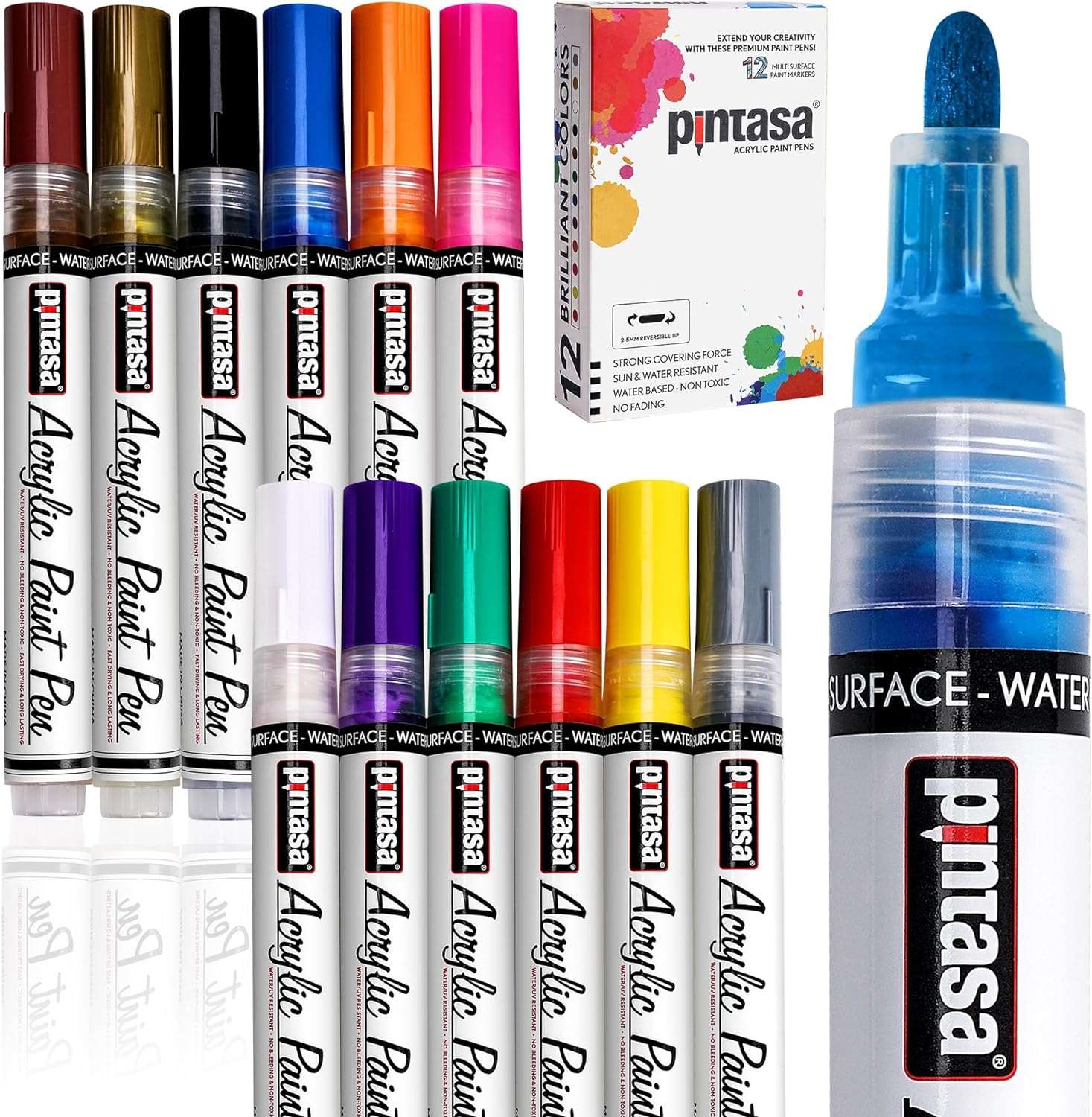 Set of 12 Premium Acrylic Markers | 3mm Medium Tip