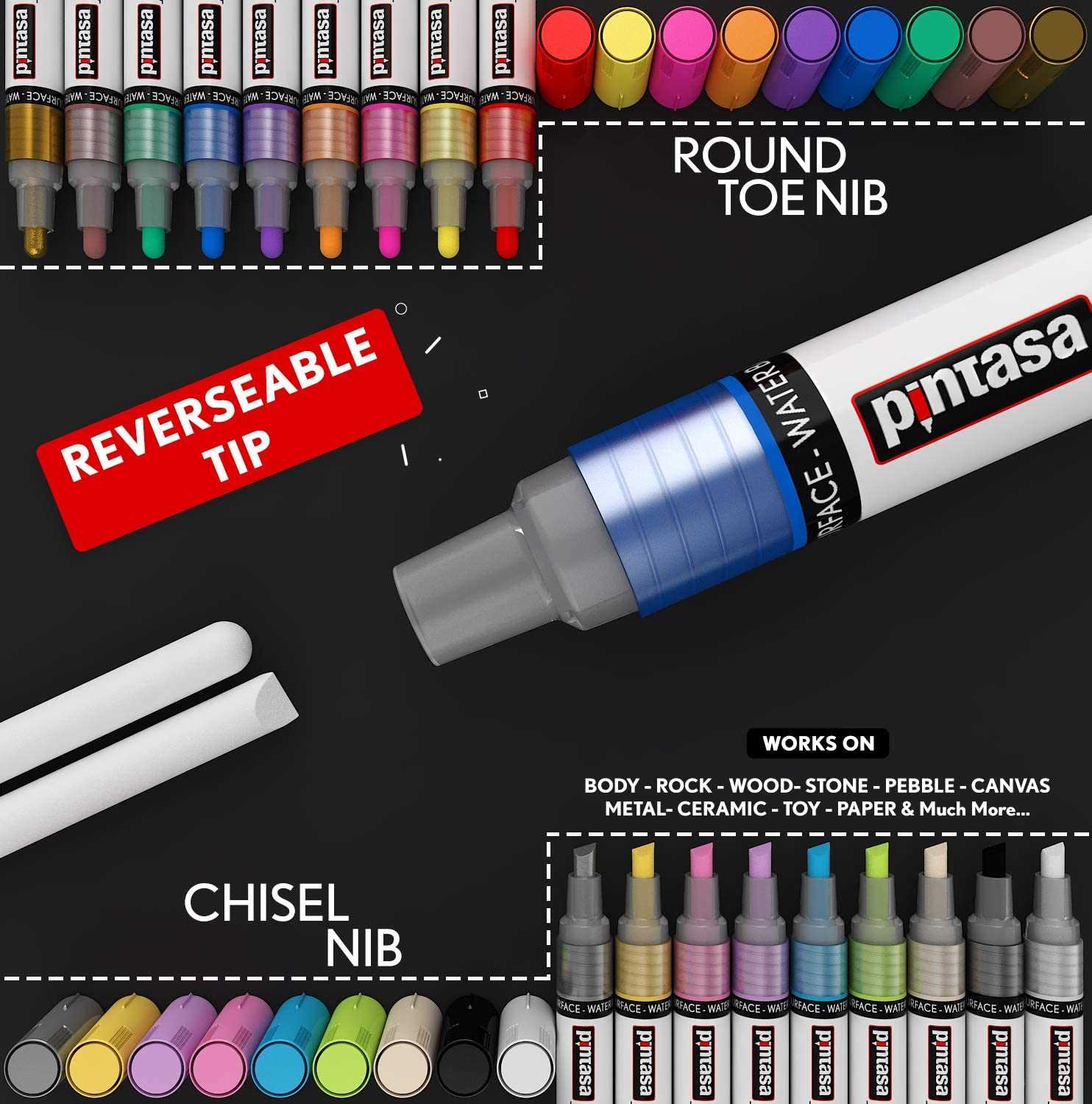 20 Colours Premium Acrylic Paint Marker Pens Extra Fine Tip Rock